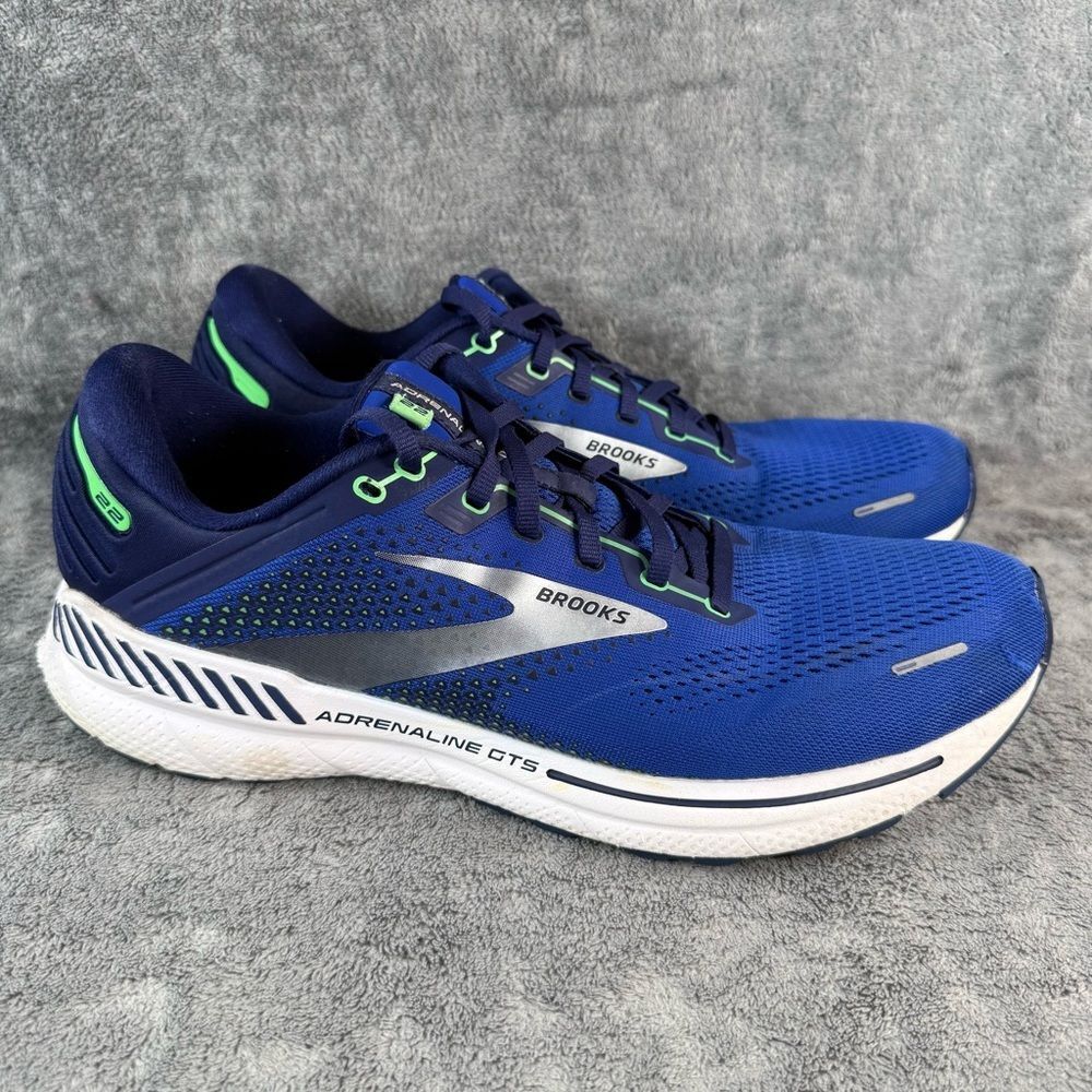 Men’s 12.5 Brooks‎ Adrenaline GTS 22 Running Shoe Blue Irish Green Mesh Sneakers